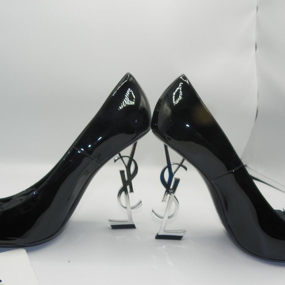 YVES ST. LAURANT BLACK /SILVER HEELS SZ 11.5 /42 - Picture 2 of 9
